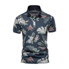 Summer Shirt - Men's Short Sleeve Printed Collared Polo T-Shirt-Fashion Men Polo Floral Summer-Chaps of London-Navy Blue-S-Chaps of London