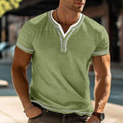 Summer Shirt - Men's Short Sleeve V-Neck Button Neck T-Shirt-T-shirt man-Chaps of London-Green-S-Chaps of London