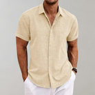 Summer Shirt - Polo Shirt - Button-Up - Short Sleeve Shirt - Men's Clothing-Fashion Men Shirt Polo All-year-Chaps of London-Apricot-S-Chaps of London