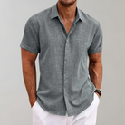 Summer Shirt - Polo Shirt - Button-Up - Short Sleeve Shirt - Men's Clothing-Fashion Men Shirt Polo All-year-Chaps of London-Gray-S-Chaps of London