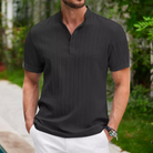 Summer Shirt - Short Sleeve - Button Neck - Polo Shirt - Men's Shirt-Fashion Men Shirt Henley All-year-Chaps of London-Black-S-Chaps of London