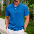 Summer Shirt - Short Sleeve - Button Neck - Polo Shirt - Men's Shirt-Fashion Men Shirt Henley All-year-Chaps of London-Blue-S-Chaps of London
