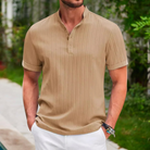 Summer Shirt - Short Sleeve - Button Neck - Polo Shirt - Men's Shirt-Fashion Men Shirt Henley All-year-Chaps of London-Khaki-S-Chaps of London