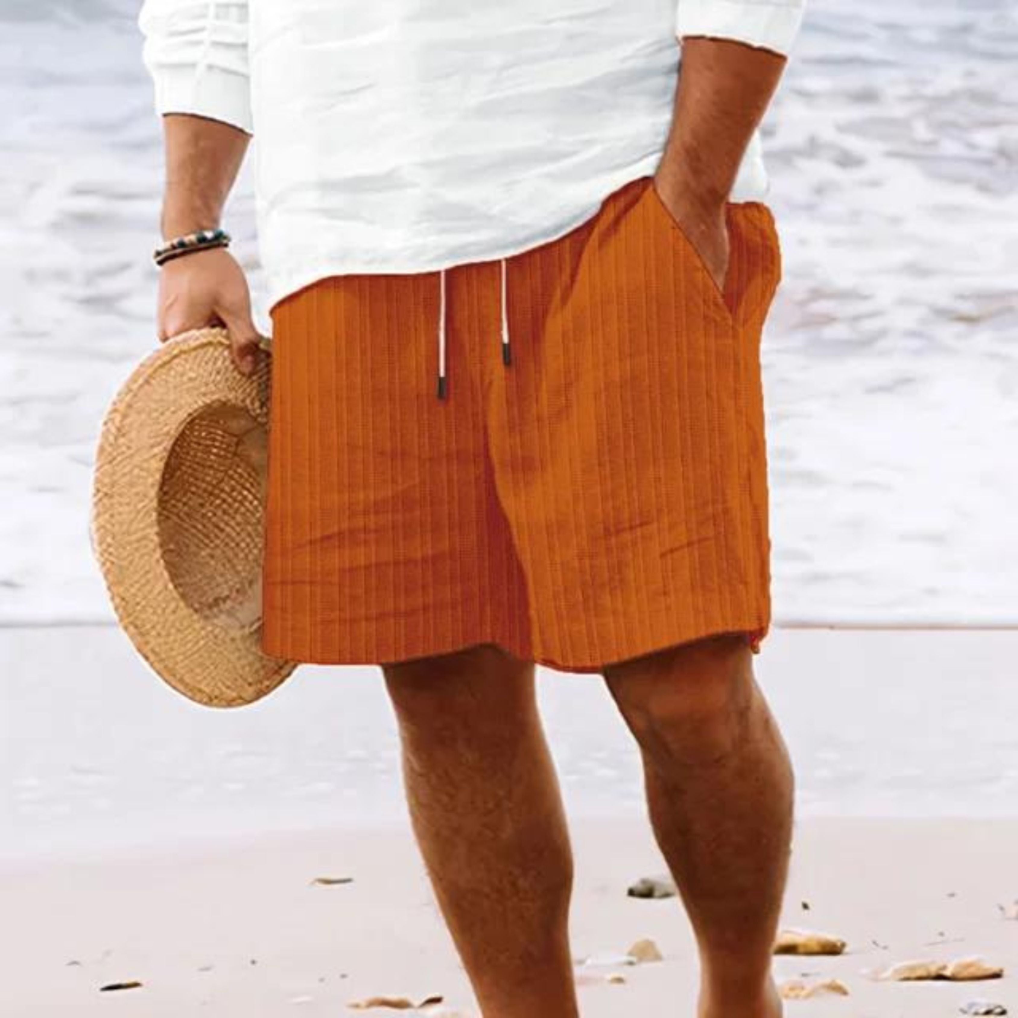 Summer Shorts | Loose Fit | Lightweight | Casual Shorts | Men's Shorts-Shorts-Chaps of London-Orange-XS-Chaps of London