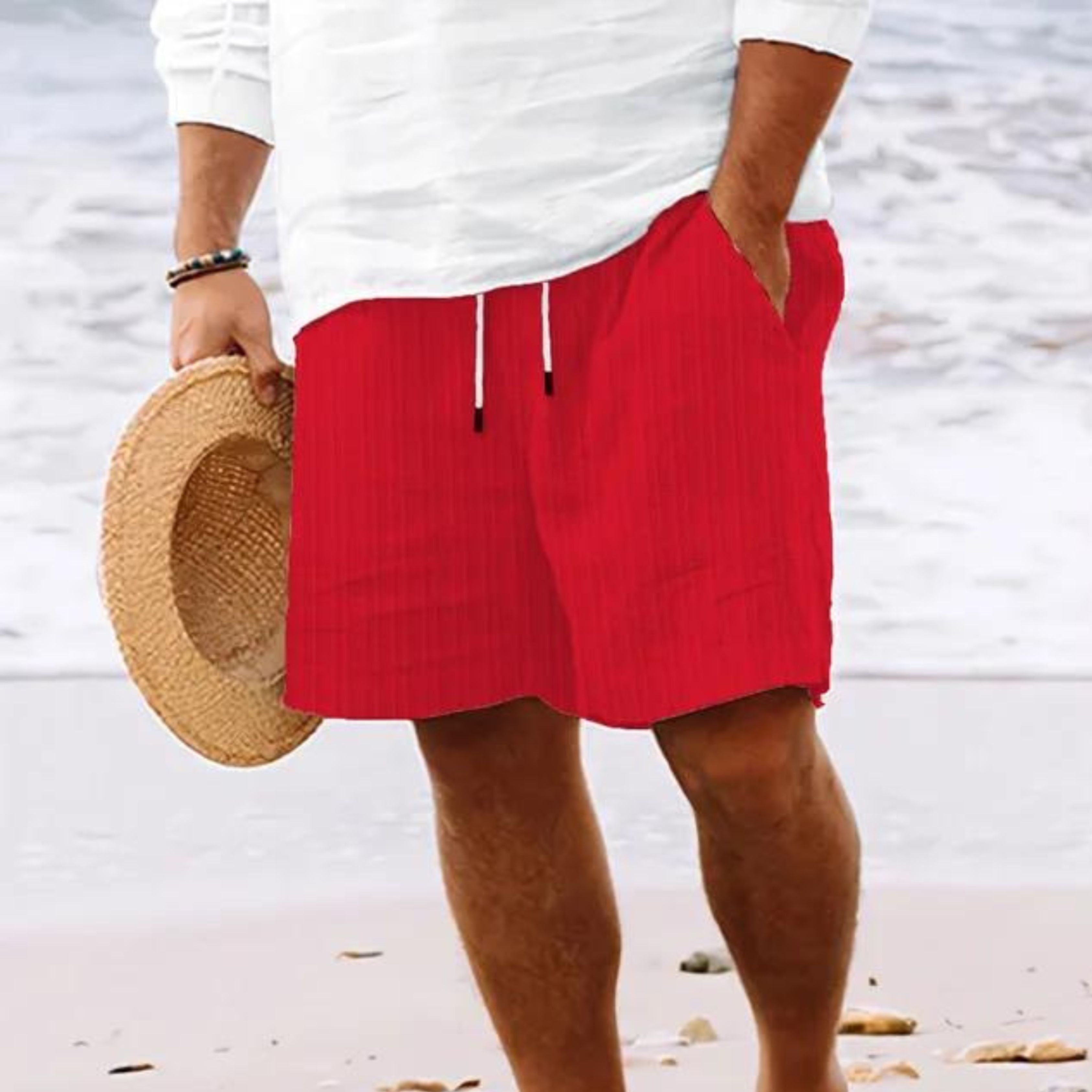 Summer Shorts | Loose Fit | Lightweight | Casual Shorts | Men's Shorts-Shorts-Chaps of London-Red-1-XS-Chaps of London