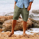 Summer Shorts - Loose Fit - Linen - Cargo Shorts - Men's Shorts-Chaps of London-Army Green-M-Chaps of London