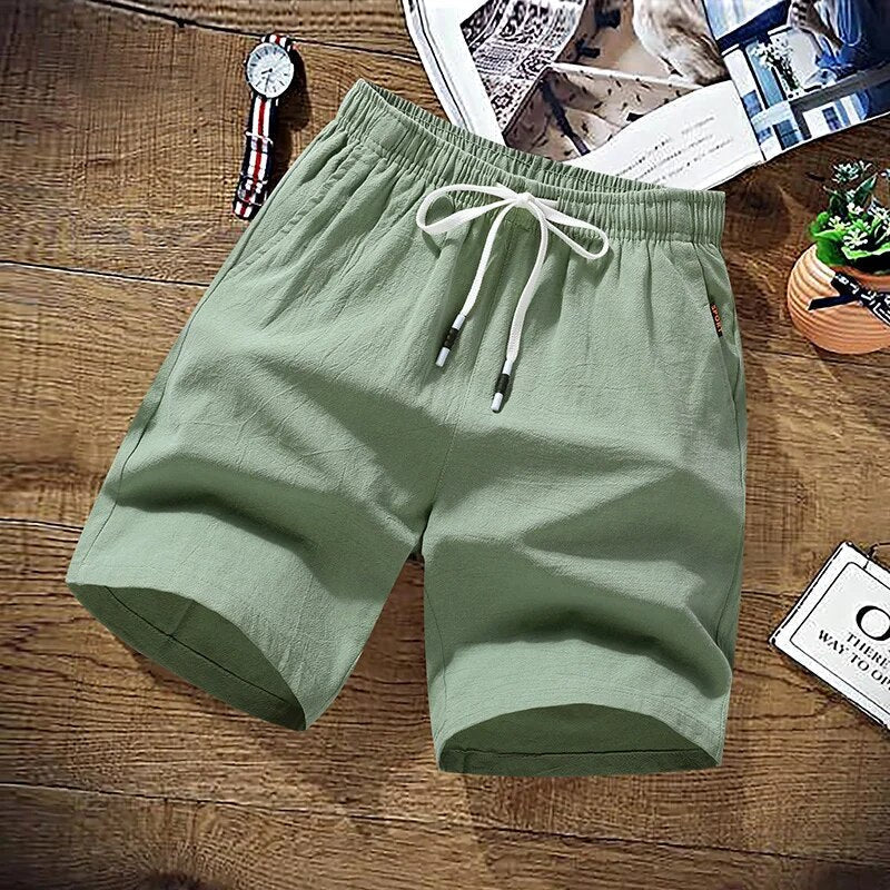 Summer Shorts - Men's Elastic Waist Drawstring Beach Shorts-Chaps of London-Green-M-Chaps of London