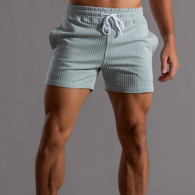 Summer Shorts - Striped - Elastic Waist - Drawstring Shorts - Men's Shorts-Chaps of London-Blue-XS-Chaps of London