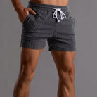 Summer Shorts - Striped - Elastic Waist - Drawstring Shorts - Men's Shorts-Chaps of London-Grey-XS-Chaps of London