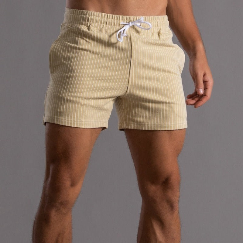 Summer Shorts - Striped - Elastic Waist - Drawstring Shorts - Men's Shorts-Chaps of London-Yellow-M-Chaps of London