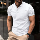 Summer T-shirt - Men's Short Sleeve Button Neck Polo T-Shirt-Fashion Men Polo Henley All-year-Chaps of London-White-S-Chaps of London