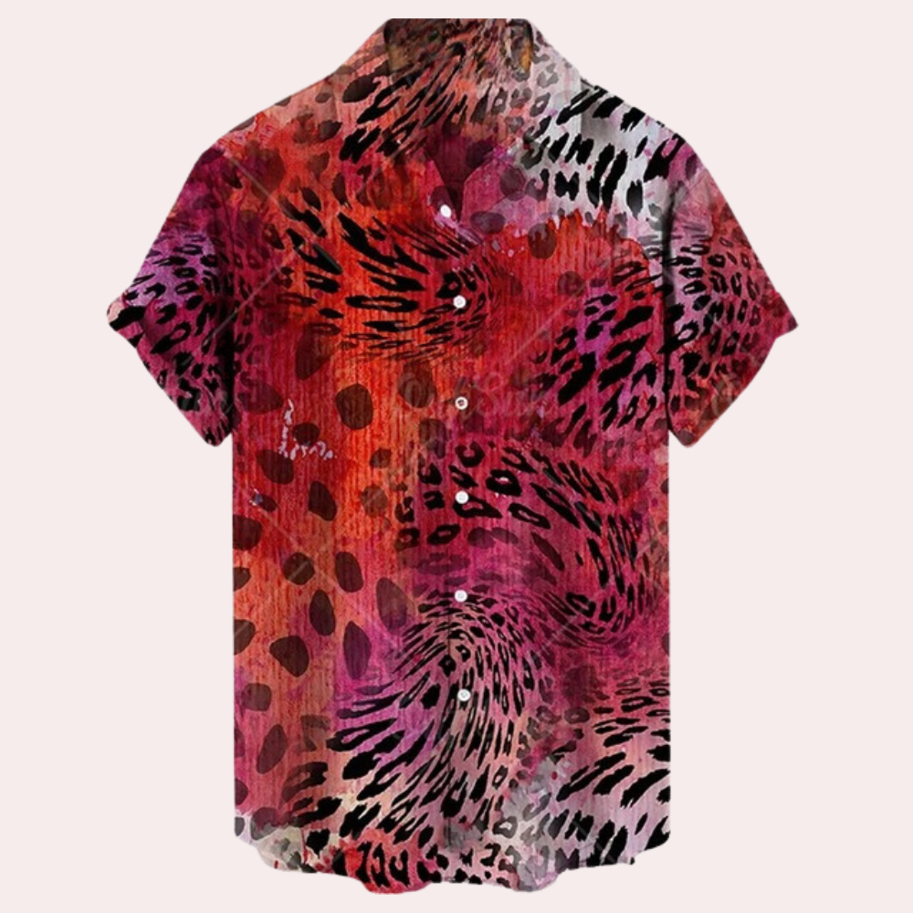Summer shirt - Printed - Button-Up - Short Sleeve Shirt - Men's Shirts-Chaps of London-Red-XS-Chaps of London