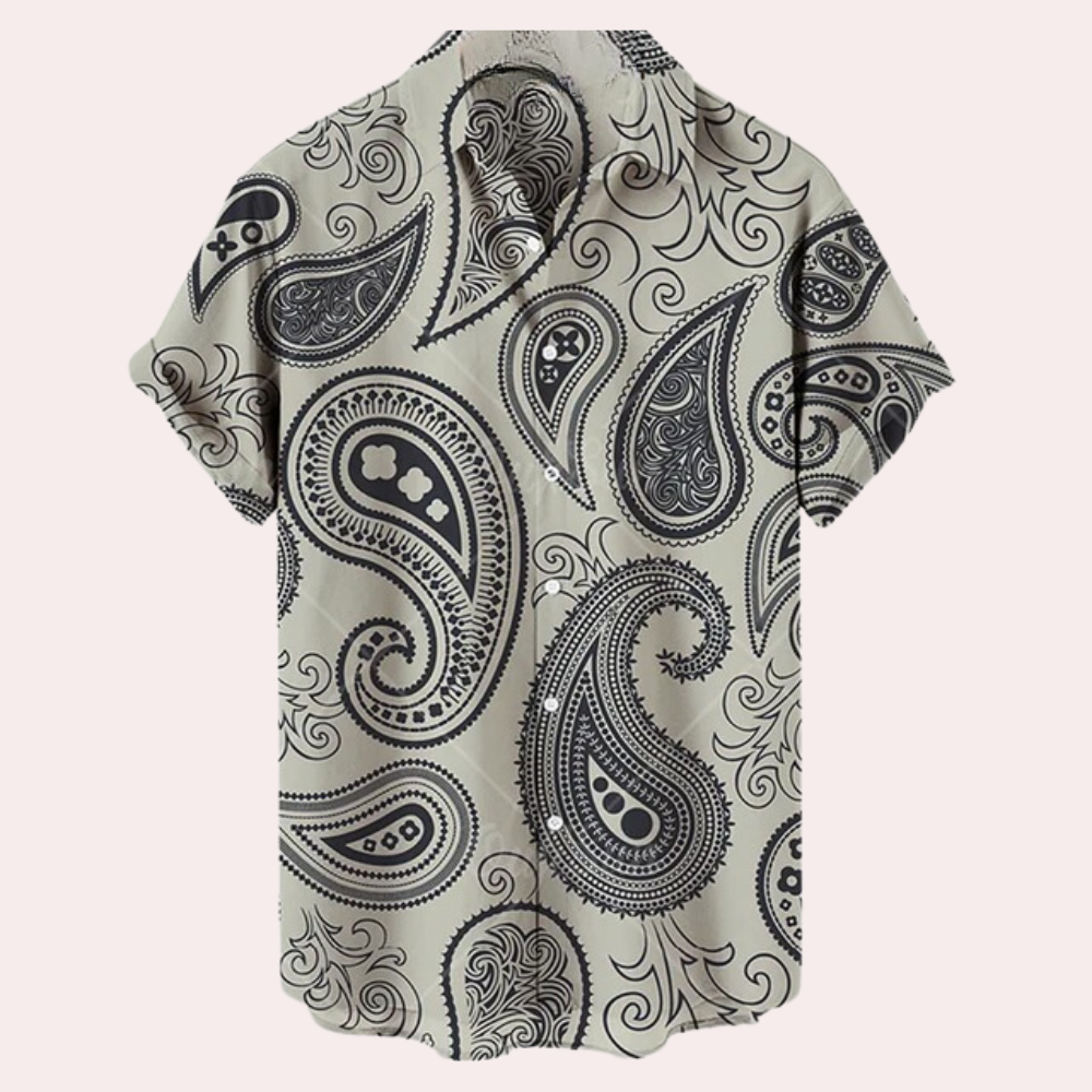 Summer shirt - Printed - Button-Up - Short Sleeve Shirt - Men's Shirts-Chaps of London-White-XS-Chaps of London