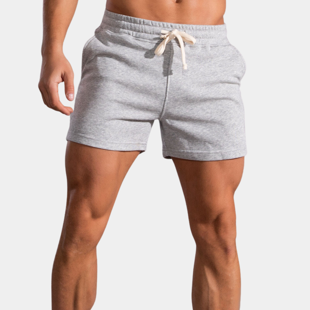 Sweat Shorts - Men's Sporty Elastic Waist Leisure Shorts-Men Summer Shorts-Chaps of London-Grey-36-Chaps of London