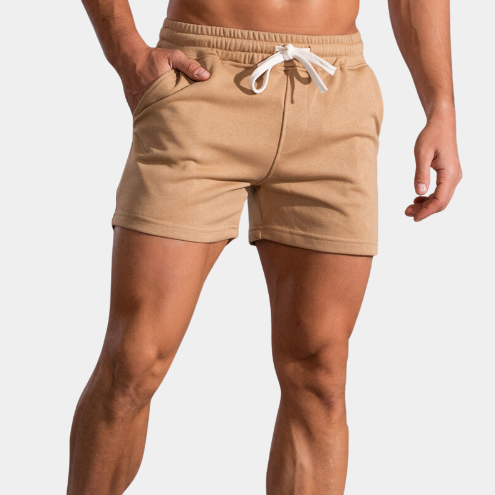 Sweat Shorts - Men's Sporty Elastic Waist Leisure Shorts-Men Summer Shorts-Chaps of London-Khaki-36-Chaps of London