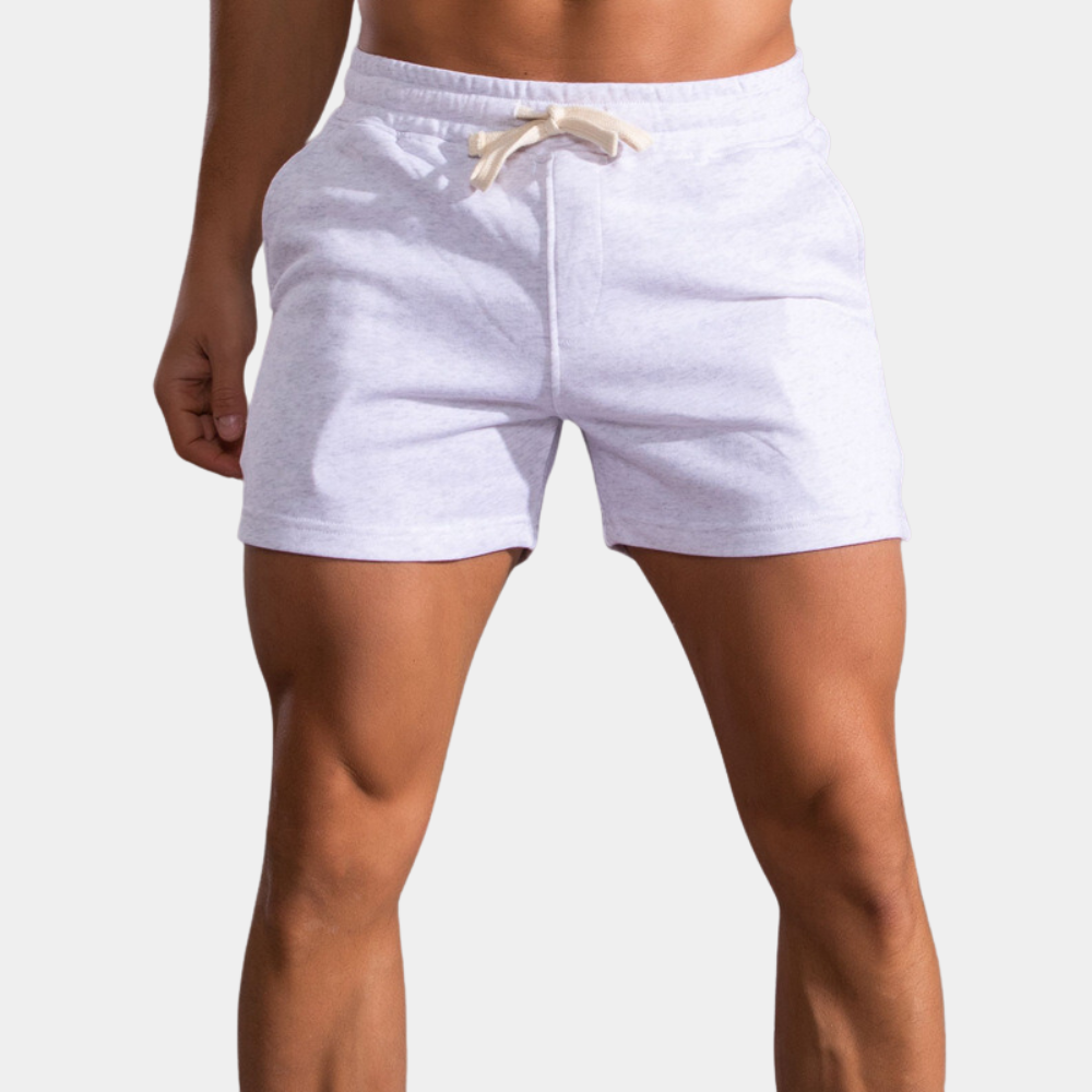 Sweat Shorts - Men's Sporty Elastic Waist Leisure Shorts-Men Summer Shorts-Chaps of London-White-36-Chaps of London