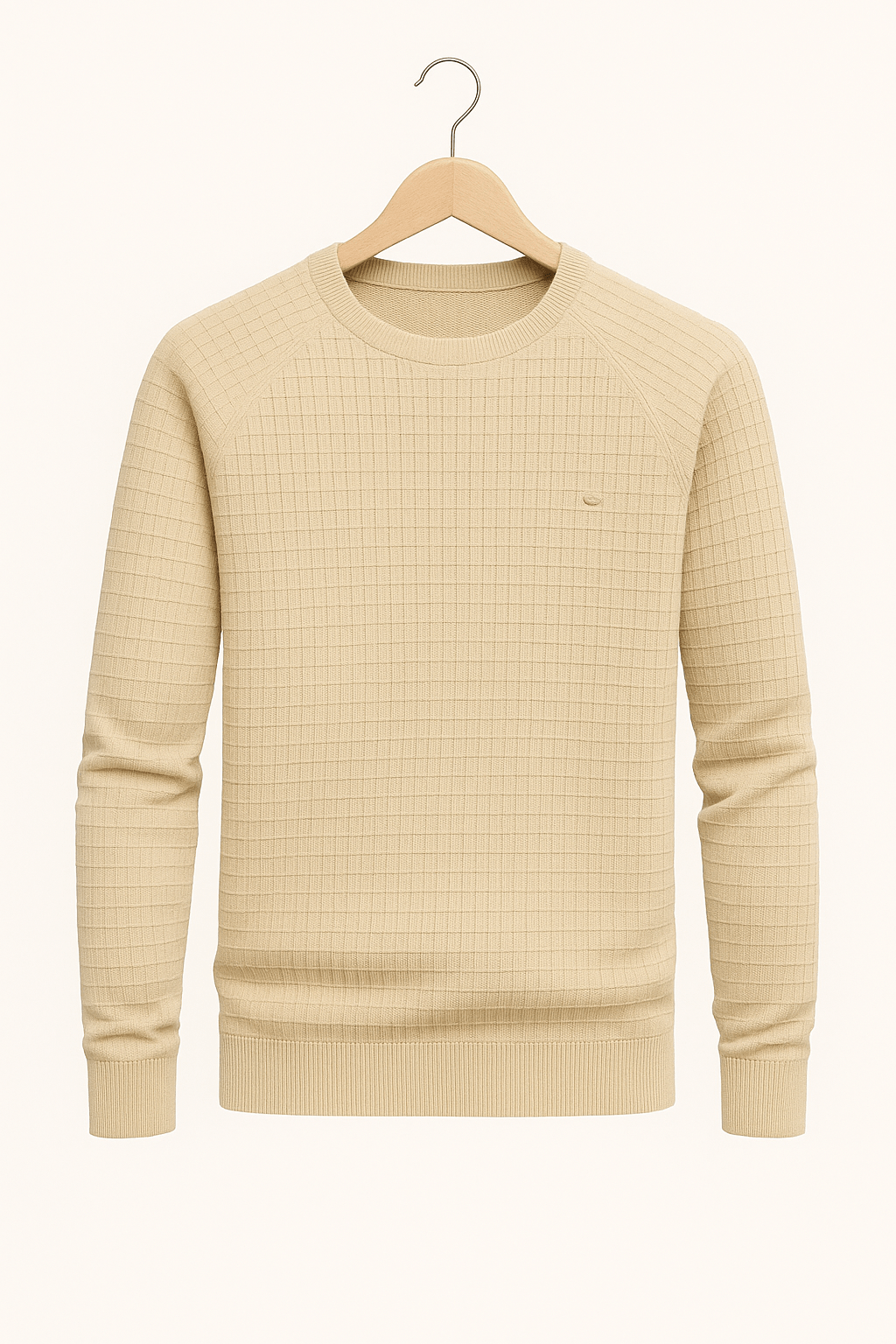 Sweater - Men's Round Neck Long Sleeve Pullover Sweatshirt-Sweatshirts & Hoodies-Chaps of London-Beige-S-Chaps of London