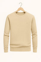 Sweater - Men's Round Neck Long Sleeve Pullover Sweatshirt-Sweatshirts & Hoodies-Chaps of London-Beige-S-Chaps of London