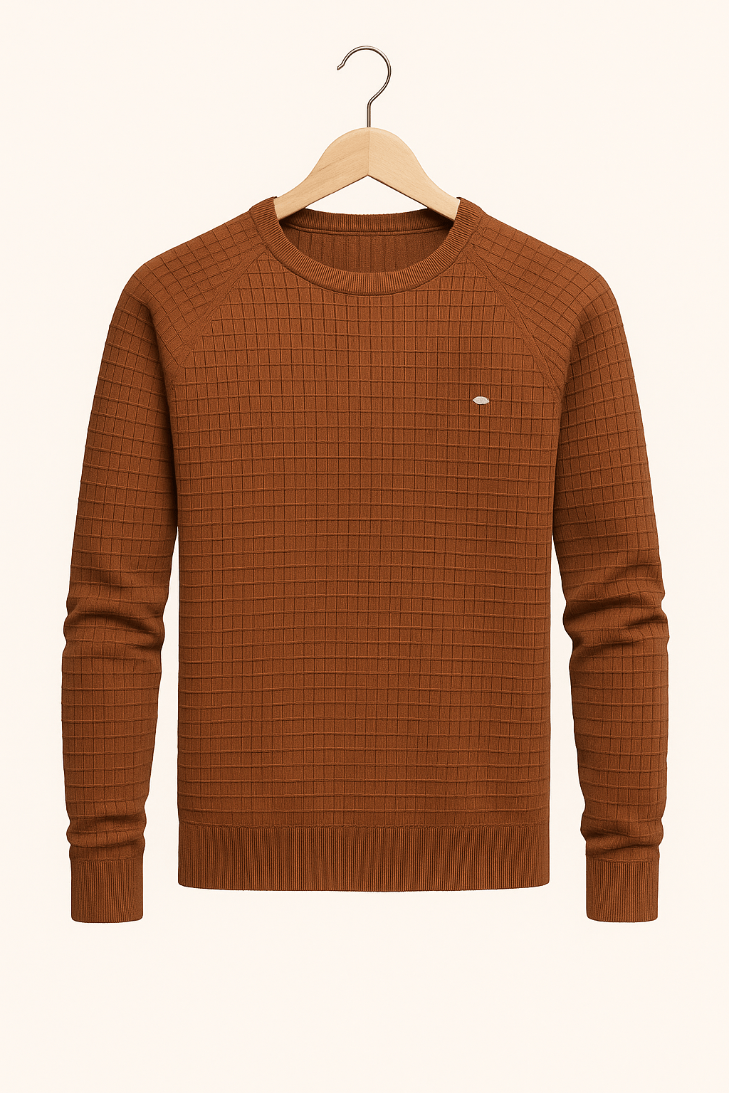 Sweater - Men's Round Neck Long Sleeve Pullover Sweatshirt-Sweatshirts & Hoodies-Chaps of London-Brown-S-Chaps of London