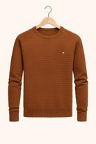 Sweater - Men's Round Neck Long Sleeve Pullover Sweatshirt-Sweatshirts & Hoodies-Chaps of London-Brown-S-Chaps of London