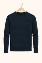 Sweater - Men's Round Neck Long Sleeve Pullover Sweatshirt-Sweatshirts & Hoodies-Chaps of London-Navy Blue-S-Chaps of London