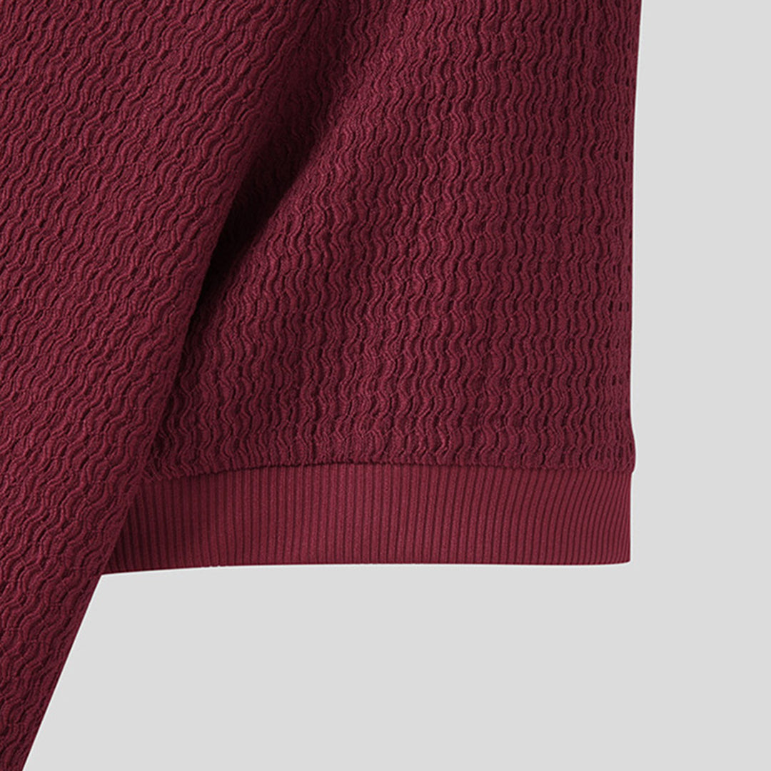 Sweater Tshirt - Men's Short Sleeve Turtleneck Knitted High Neck T-Shirt-Chaps of London-Chaps of London