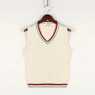 Sweater Vest - Men's Sleeveless V-Neck Pullover Knitted Vest-Vest-Chaps of London-Beige-S-Chaps of London