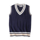 Sweater Vest - Men's Sleeveless V-Neck Pullover Knitted Vest-Vest-Chaps of London-Blue-S-Chaps of London