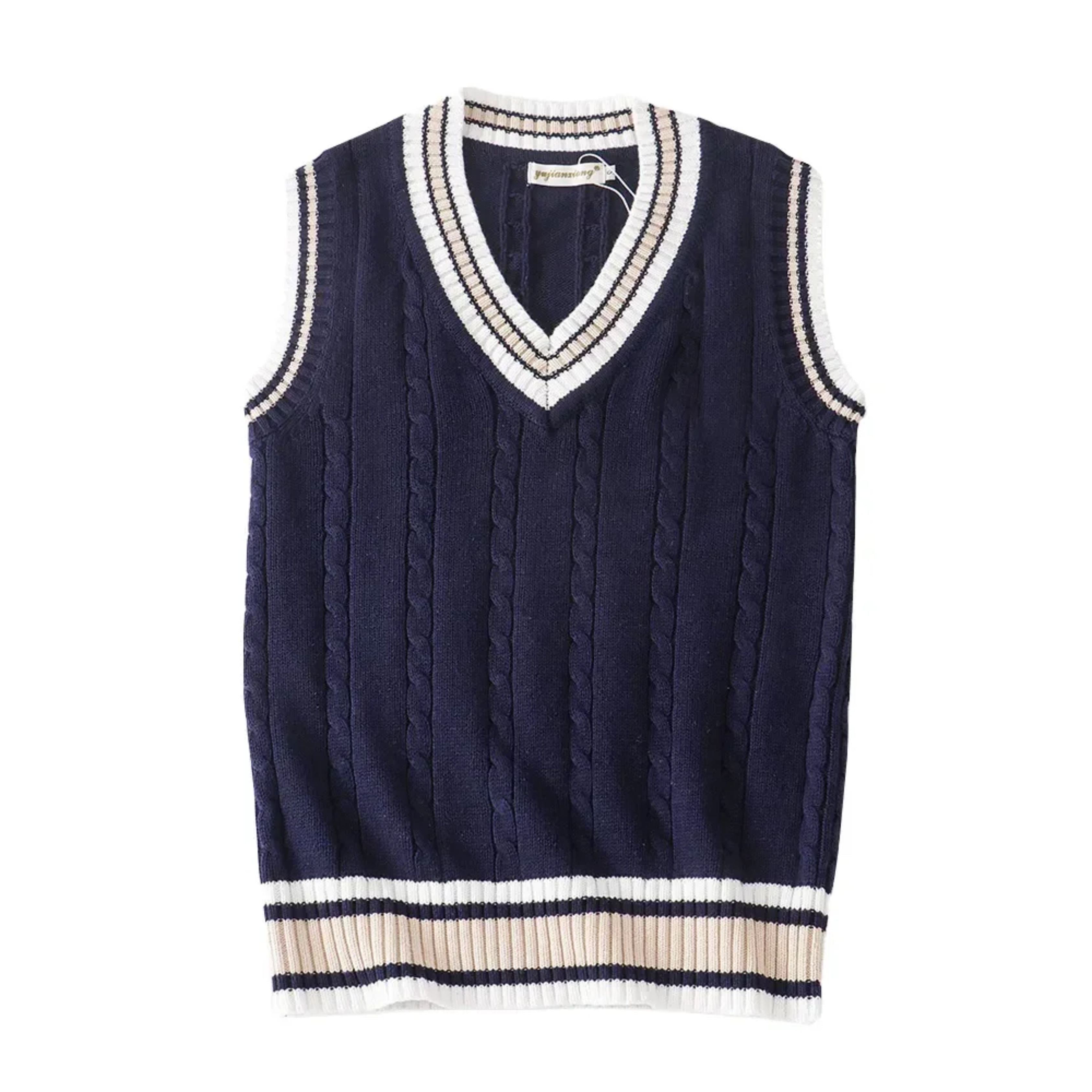 Sweater Vest - Men's Sleeveless V-Neck Pullover Knitted Vest-Vest-Chaps of London-Blue-S-Chaps of London