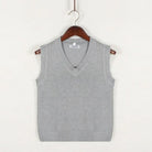 Sweater Vest - Men's Sleeveless V-Neck Pullover Knitted Vest-Vest-Chaps of London-Gray-S-Chaps of London