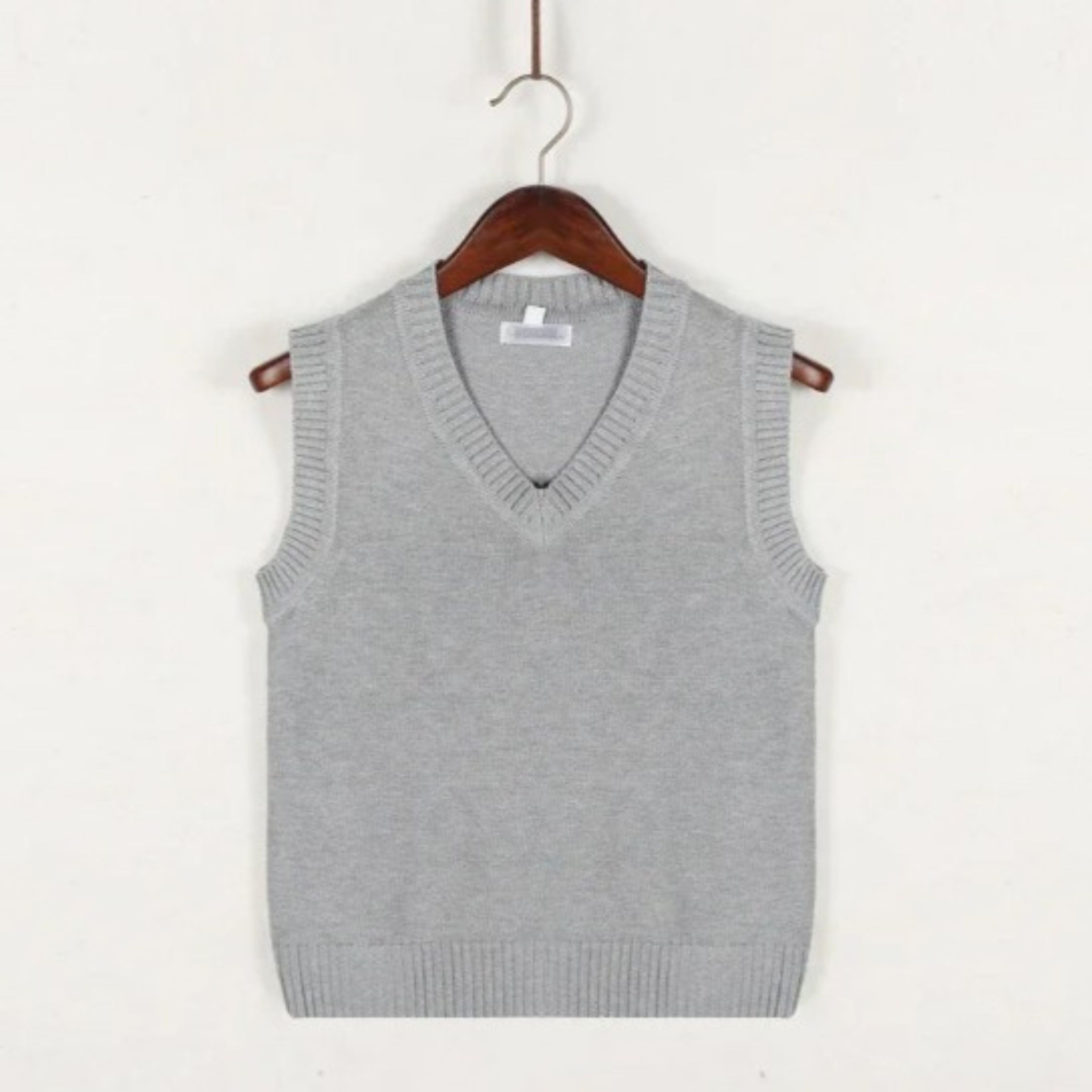 Sweater Vest - Men's Sleeveless V-Neck Pullover Knitted Vest-Vest-Chaps of London-Gray-S-Chaps of London
