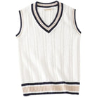 Sweater Vest - Men's Sleeveless V-Neck Pullover Knitted Vest-Vest-Chaps of London-White-S-Chaps of London
