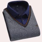 Sweater with Shirt - Men's Collared V-Neck Jumper with Shirt-Chaps of London-Gray-M-Chaps of London