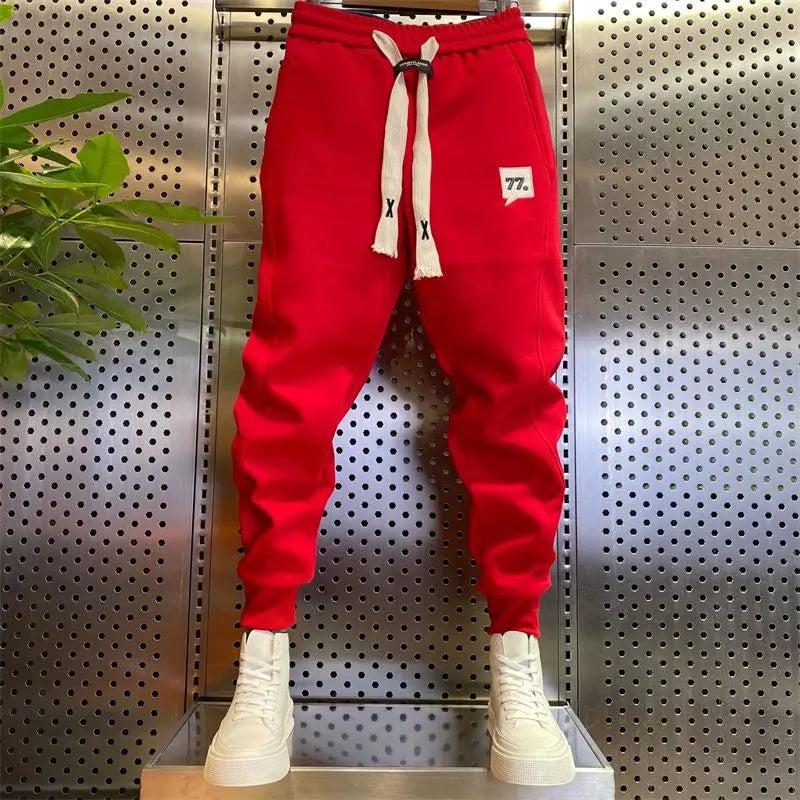 Sweatpants | Comfortable | Drawstring | Cuffed Pants | Men's Joggers -Sweatpants / Joggers-Chaps of London-Red-M-Chaps of London