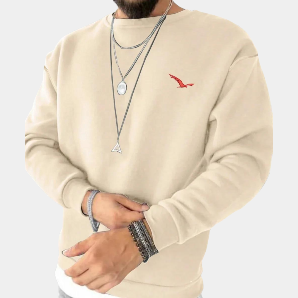 Sweatshirt - Comfy - Round Neck - Pullover Sweater - Men's Clothing-Fashion Men Sweatshirt Fall-Chaps of London-Beige-S-Chaps of London