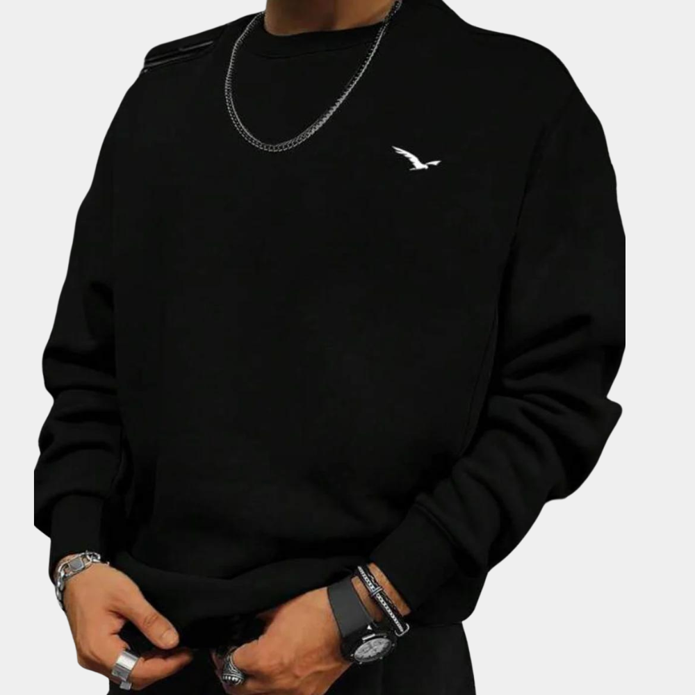 Sweatshirt - Comfy - Round Neck - Pullover Sweater - Men's Clothing-Fashion Men Sweatshirt Fall-Chaps of London-Black-S-Chaps of London