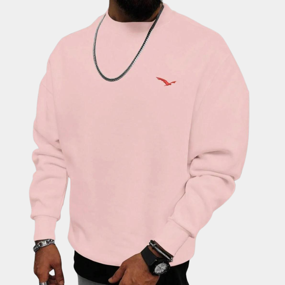 Sweatshirt - Comfy - Round Neck - Pullover Sweater - Men's Clothing-Fashion Men Sweatshirt Fall-Chaps of London-Pink-S-Chaps of London