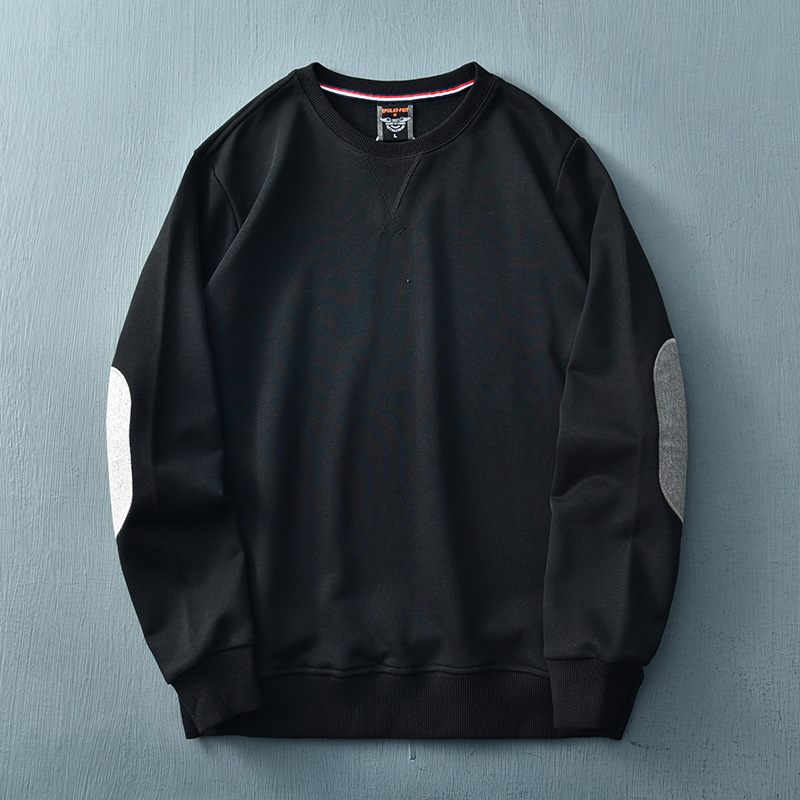 Sweatshirt - Men's Casual Oversized Pullover with Elbow Patches-Jacket-Chaps of London-Black-M-Chaps of London