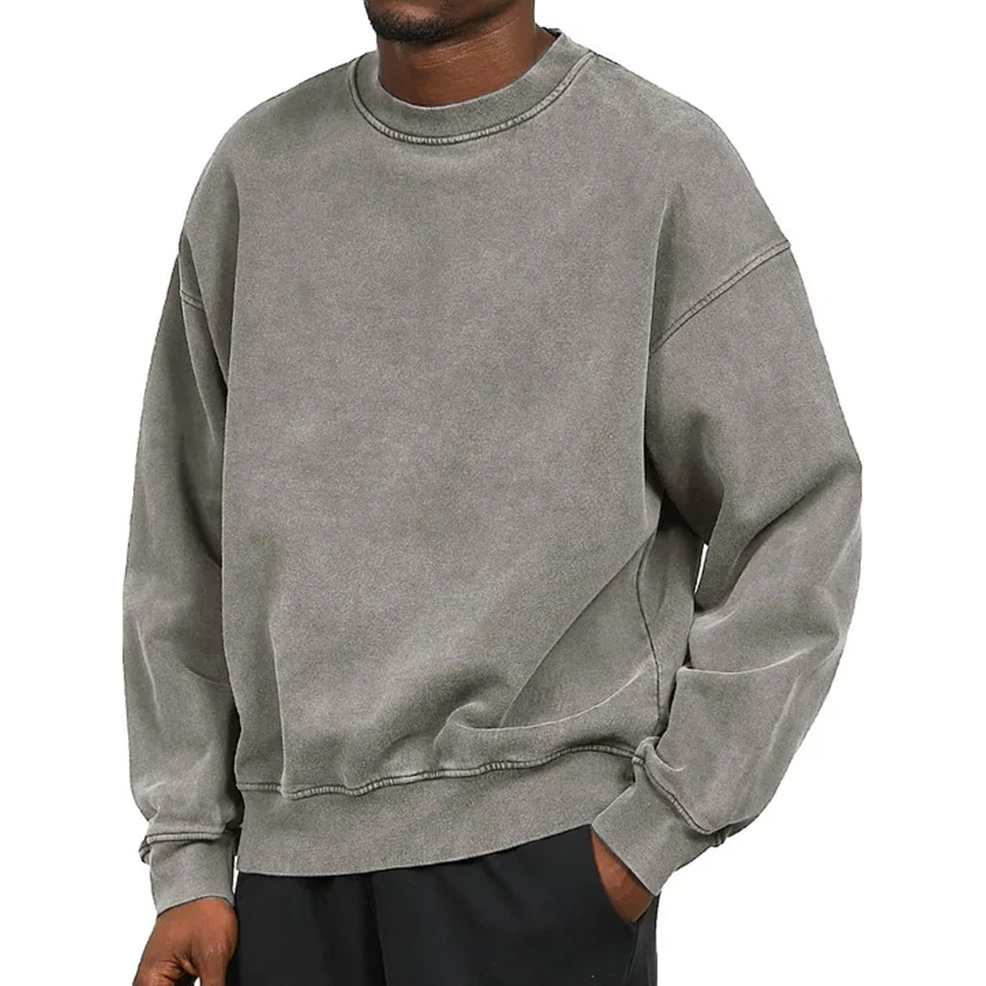 Sweatshirt - Men's Plain Comfy Round Neck Pullover-Fashion Men Sweatshirt Fall-Chaps of London-Gray-S-Chaps of London