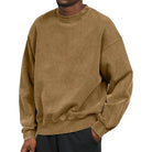 Sweatshirt - Men's Plain Comfy Round Neck Pullover-Fashion Men Sweatshirt Fall-Chaps of London-Khaki-S-Chaps of London