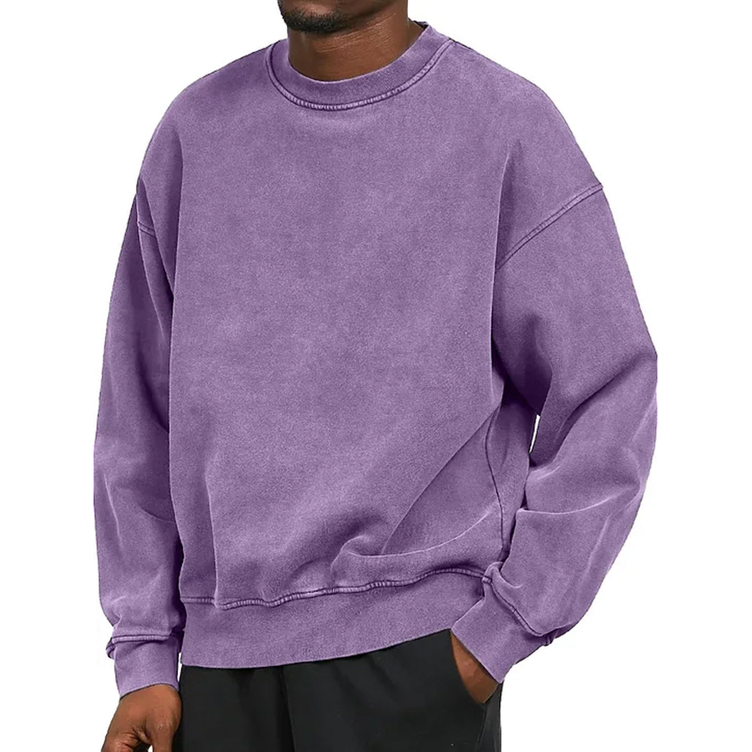 Sweatshirt - Men's Plain Comfy Round Neck Pullover-Fashion Men Sweatshirt Fall-Chaps of London-Purple-S-Chaps of London