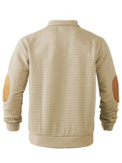 Sweatshirt - Men's Warm Waffle Pullover Sweater with Elbow Patches-Men's Pullover Sweater-Chaps of London-Chaps of London