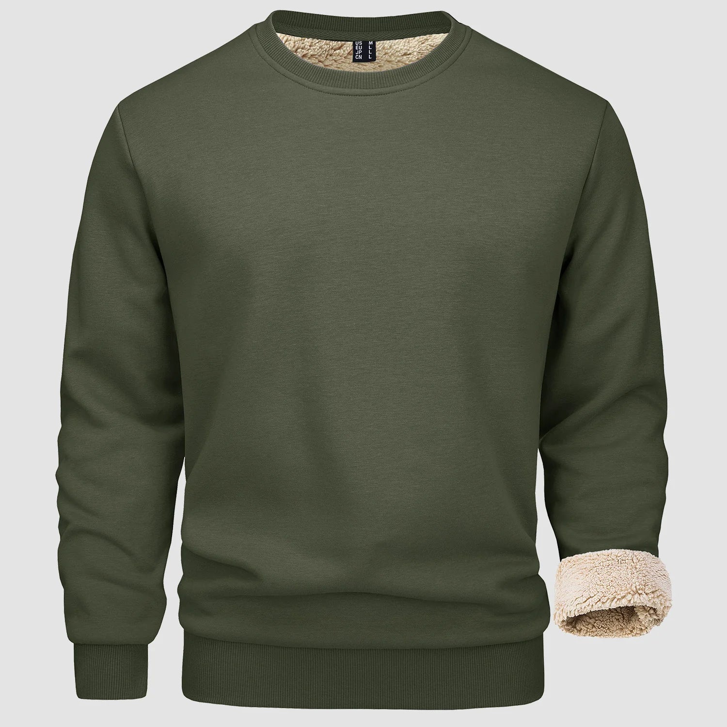 Sweatshirt - Warm - Crew Neck - Winter Pullover - Fleece Lined Sweatshirts for Men-Sweater-Chaps Herrenmode-Army Green-S-Chaps of London