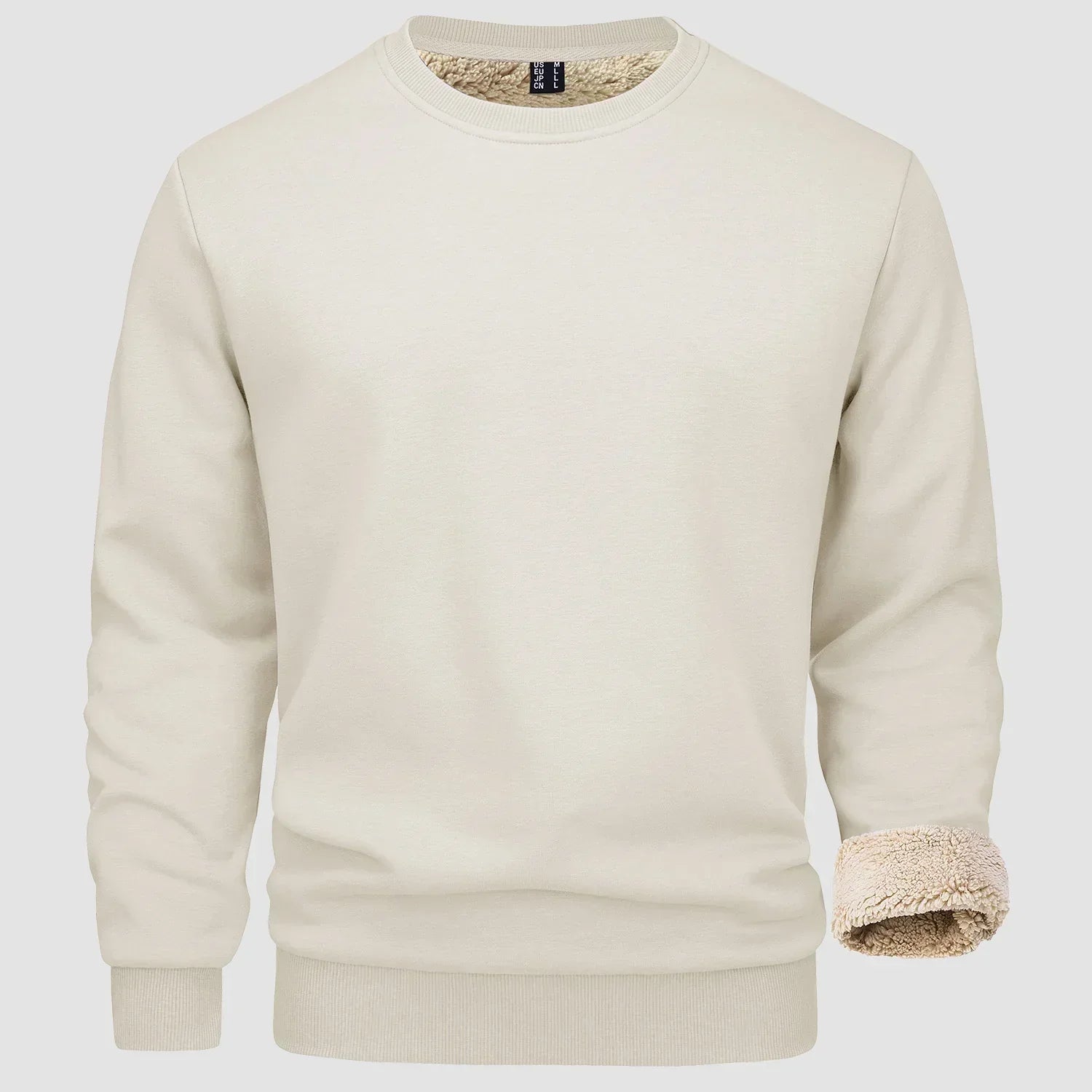 Sweatshirt - Warm - Crew Neck - Winter Pullover - Fleece Lined Sweatshirts for Men-Sweater-Chaps Herrenmode-Beige-S-Chaps of London