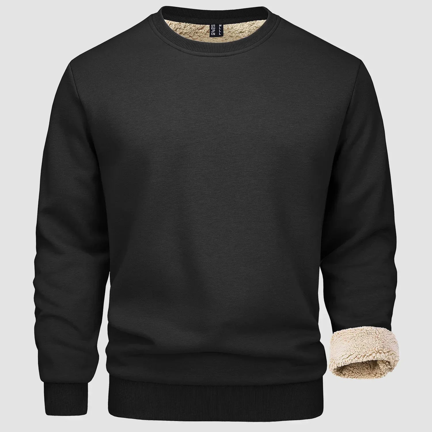 Sweatshirt - Warm - Crew Neck - Winter Pullover - Fleece Lined Sweatshirts for Men-Sweater-Chaps Herrenmode-Black-S-Chaps of London