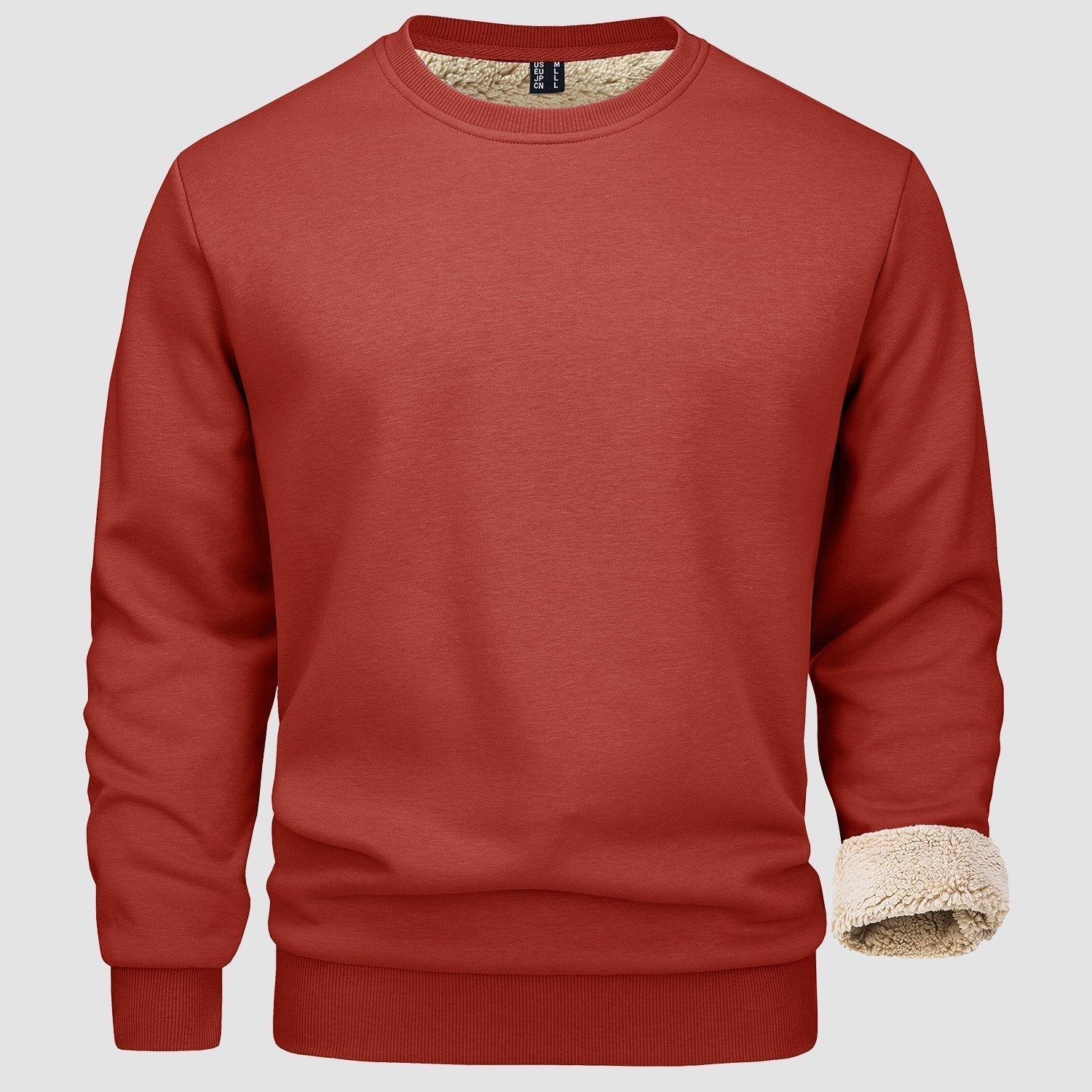 Sweatshirt - Warm - Crew Neck - Winter Pullover - Fleece Lined Sweatshirts for Men-Sweater-Chaps Herrenmode-Dark Orange-S-Chaps of London