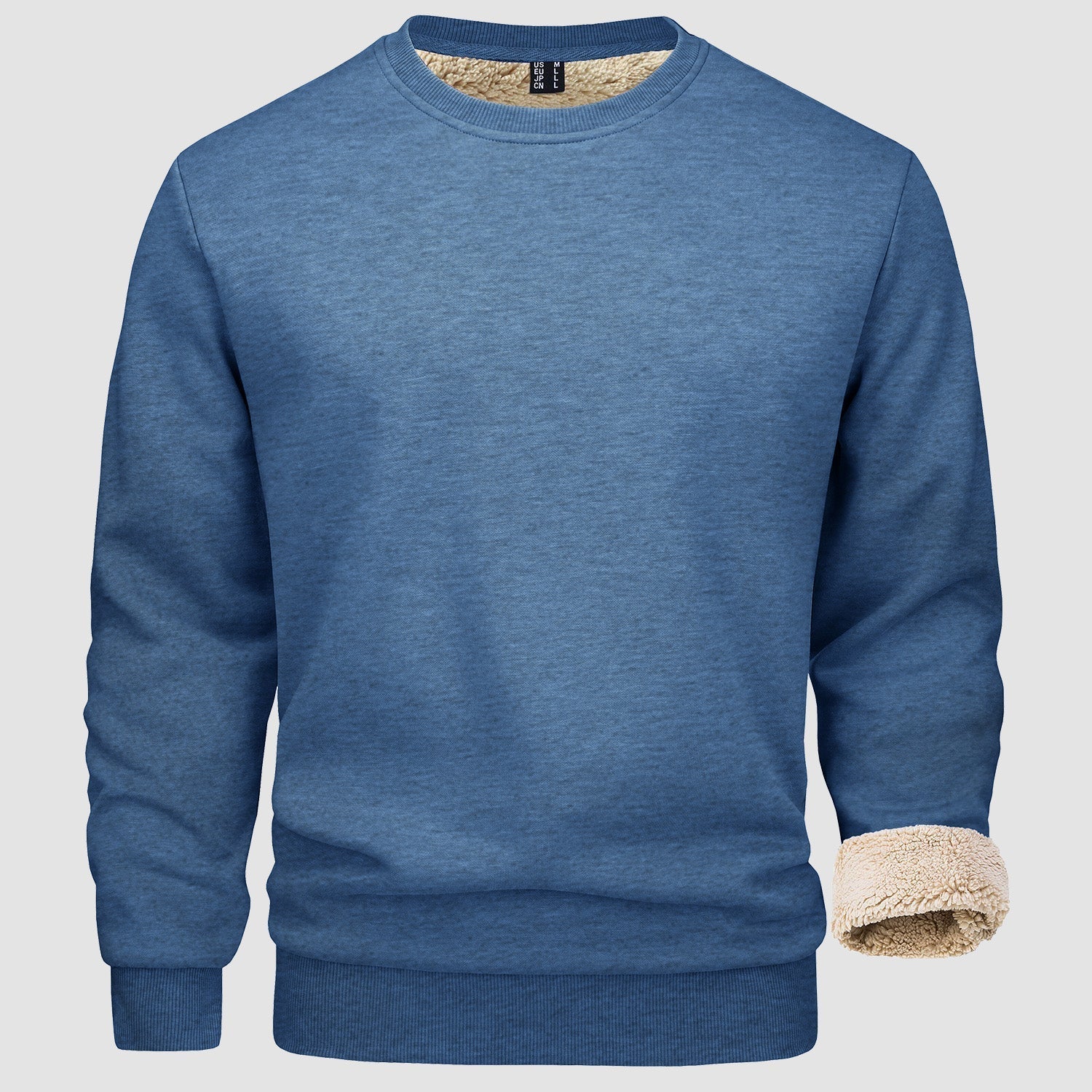Sweatshirt - Warm - Crew Neck - Winter Pullover - Fleece Lined Sweatshirts for Men-Sweater-Chaps Herrenmode-Gray Blue-S-Chaps of London