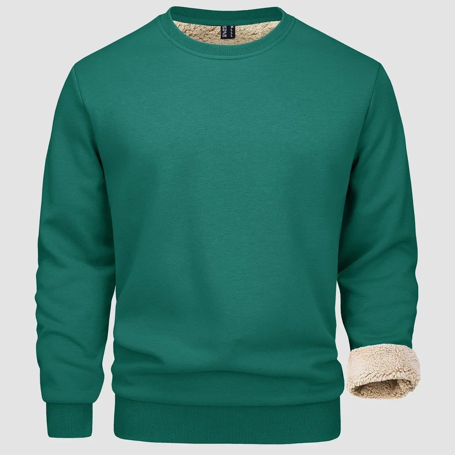 Sweatshirt - Warm - Crew Neck - Winter Pullover - Fleece Lined Sweatshirts for Men-Sweater-Chaps Herrenmode-Jade Green-S-Chaps of London