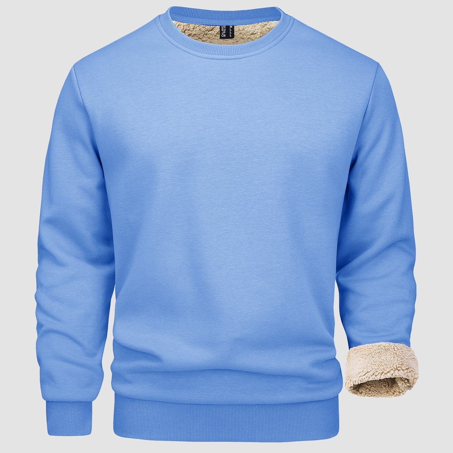 Sweatshirt - Warm - Crew Neck - Winter Pullover - Fleece Lined Sweatshirts for Men-Sweater-Chaps Herrenmode-Light Blue-S-Chaps of London