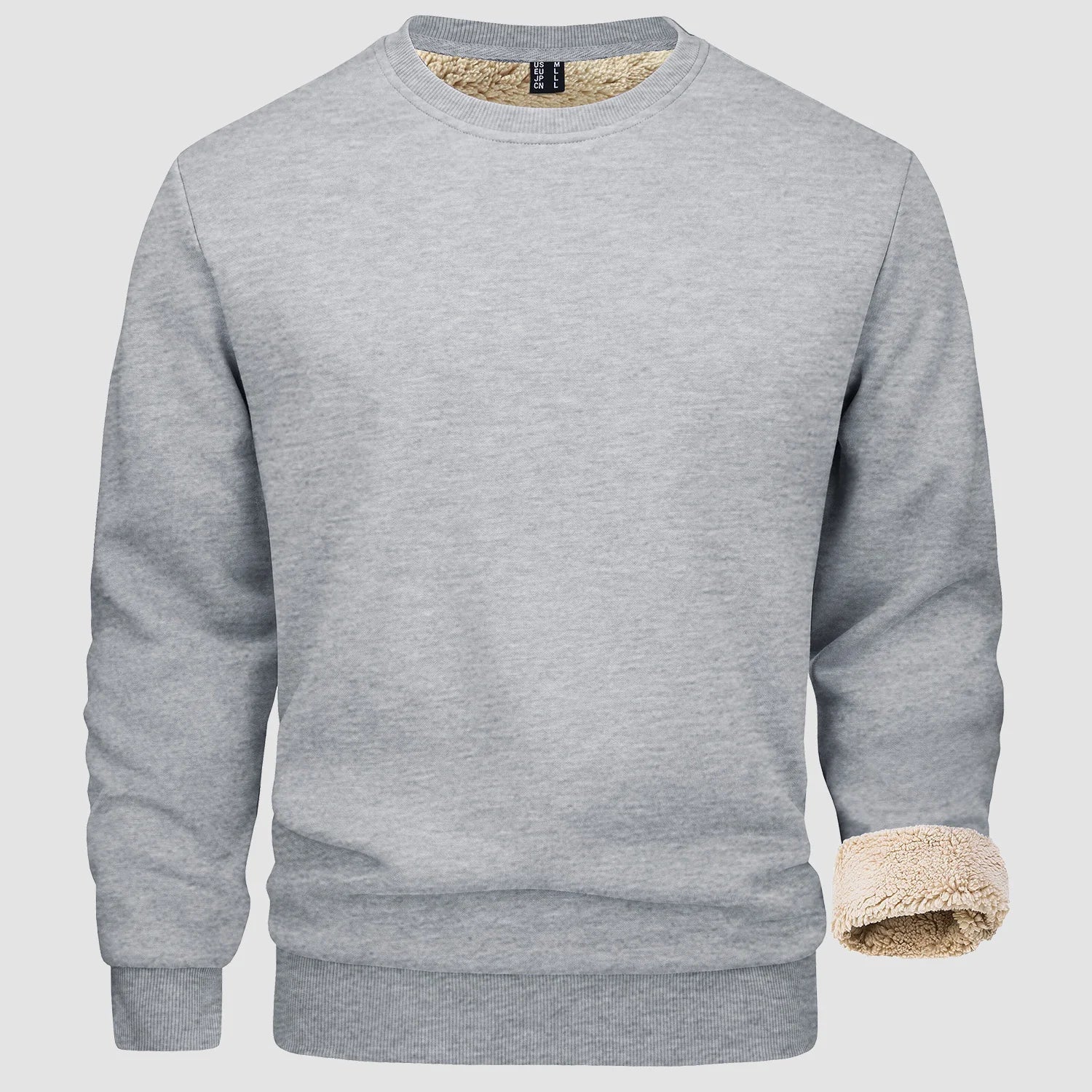 Sweatshirt - Warm - Crew Neck - Winter Pullover - Fleece Lined Sweatshirts for Men-Sweater-Chaps Herrenmode-Light Gray-S-Chaps of London